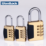 美国wordlock正品4位字母数字黄铜密码锁健身房更衣柜密室挂锁