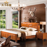 现代中式全实木床卧室储物床1.8米双人床橡胶橡木婚床简约公主床