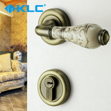 促销德国KLC欧式青古铜室内门锁仿古卧室房门分体锁具陶瓷把手