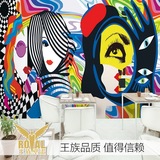 大型个性抽象人物艺术涂鸦壁画工作室画廊壁纸西餐厅酒店背景墙纸