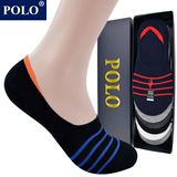Polo保罗正品男士浅口低帮防滑短袜 薄款男袜子纯棉条纹隐形船袜