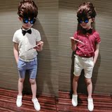 韩国童装男童短袖衬衫2016夏装新款儿童休闲上衣宝宝打底衫衣潮
