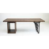 美式乡村北欧铁艺餐桌实木会议桌原木餐桌复古长电脑桌书桌办公桌