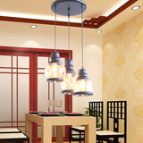北欧田园餐桌灯现代简约日式创意单头餐厅吊灯玻璃过道书房创意灯