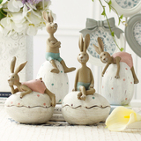☆美式树脂兔子家居装饰品客厅摆件 首饰盒结婚礼物D0019