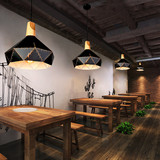美式复古铁艺实木吊灯个性餐厅卧室书房咖啡厅饭店loft工业风灯具