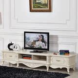 欧式电视柜大理石电视柜茶几组合白色实木橡木雕花烤漆地柜家具