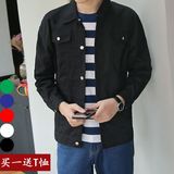 韩国东大门日系春夏季男士休闲外套宽松青少年工装学生纯色夹克潮