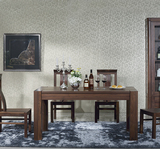 黑胡桃长方形条形实木现代简约餐厅实木餐桌北欧小户型餐桌椅组合