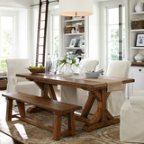 美式loft复古全纯实木餐桌书桌办公桌会议桌工作台咖啡厅桌椅组合