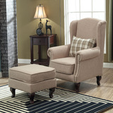 老虎椅单人沙发组合 美式乡村沙发 现代简约小户型卧室布艺沙发椅