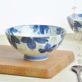 日本进口陶瓷碗花香日式手绘青花米饭碗雪花创意彩绘茶碗料理餐具