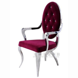 2016简约后现代不锈钢带扶手餐椅欧式皮绒布高级酒店会所餐桌椅子