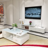 钢化玻璃电视柜简约伸缩木质欧式客厅电视机柜现代茶几组合小户型