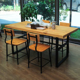 美式复古实木餐桌铁艺书桌做旧工作台咖啡厅桌椅组合创意长办公桌