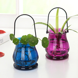 创意欧式现代花瓶玻璃透明客厅插花水培桌面悬挂简约小摆件吊瓶