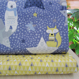 狐狸与熊AB版 纯棉斜纹布料 宝宝布 全棉儿童床单被套布料 床品布