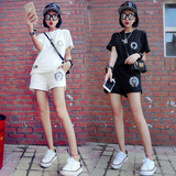 2016休闲时尚套装女夏季韩版宽松短袖短裤修身显瘦运动半袖两件套