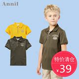 安奈儿童装男童装 专柜正品  翻领短袖T恤AB321137