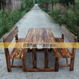 实木餐桌椅组合 长条桌椅凳子 松木餐桌餐椅 长方形桌 双人椅