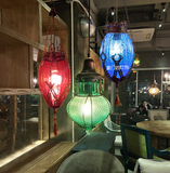 漫咖啡厅灯具树挂小吊灯彩色玻璃东南亚西餐厅卡座吧台组合吊灯饰