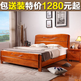 实木床1.8米储物高箱床1.5m双人床简约现代中式高档全橡木床婚床