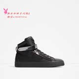 西班牙代购ZARA 男鞋金属色设计黑色运动短靴12521102040 2521102