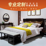 新中式水曲柳床 现代简约中式卧室家具 床头柜衣柜床组合家具定制