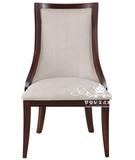 现代美式实木餐椅别墅酒店样板房会所客厅洽谈椅新古典布艺休闲椅
