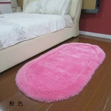 简约新款绿色紫色酒红色加厚加密弹力丝地垫椭圆形卧室地毯床边毯