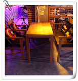 漫咖啡桌椅 咖啡桌 4人桌 酒吧西餐厅餐桌椅 老榆木老门板餐桌