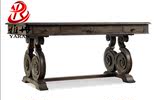 美式实木做旧雕花书桌 别墅整装电脑桌 家用商用办公桌橡木写字台