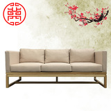 新中式禅意实木沙发椅现代简约榆木布艺客厅沙发组合小户型家具