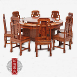 中式仿古典家具实木大圆餐桌椅组合1.6米饭桌配象头餐椅酒店餐馆