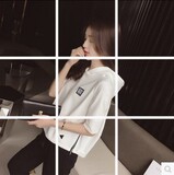 春夏装新款2016韩版宽松 套头运动上衣连帽白色卫衣女外套薄C234