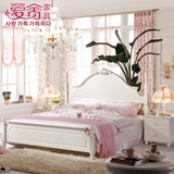韩式田园床公主床实木床四柱床欧式双人床1.5 1.8米白色卧室家具