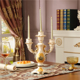欧式三头烛台 复古奢华家居装饰品摆件陶瓷工艺品蜡烛台餐桌摆设
