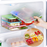 厨房分隔冰箱保鲜盒塑料密封盒 长方形6分格储物盒五谷杂粮收纳盒