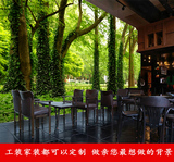 3D立体绿树森林大树风景大型壁画客厅餐馆墙纸主题房ktv包厢壁纸