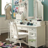 美式梳妆台卧室书桌小户型简约化妆台收纳盒欧式实木折叠镜化妆桌