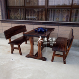 碳化木庭院桌三件套阳台休闲实木茶桌饭店餐厅防腐木桌椅套件组合