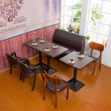 西餐厅咖啡厅桌椅简约软包靠背北欧实木椅子餐椅卡座沙发桌椅组合