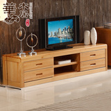 华木居 现代中式实木电视柜组合 储物榉木电视柜地柜1.8米 8012