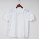哥弟阿玛施正品代购2016春夏新款女装时尚百搭修身短袖白衬衫上衣
