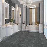 黑色灰色仿古砖 600x600 客厅卧室地砖 厨房卫生间水泥灰瓷砖防滑