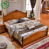 全实木美式床软靠双人床1.8米橡木床韩式田园儿童床1.5高箱储物床