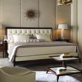美式布皮艺1.51.8米简约现代棉麻实木床真皮欧式婚床软包床双人床