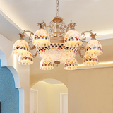 地中海铁艺贝壳客厅吊灯大气欧式田园复古艺术餐厅卧室蒂凡尼灯具