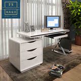书房台式办公电脑桌 现代简约烤漆书桌 家用转角书桌书架书柜组合