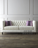 定制欧式  美式简约   复古布艺沙发  实木框架  亚麻沙发